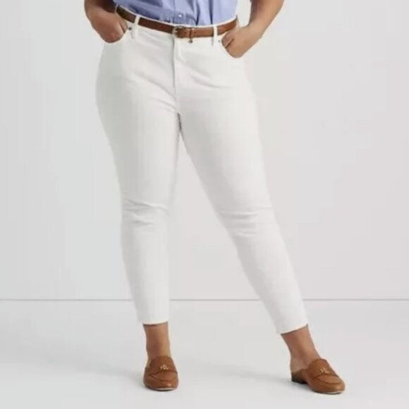 Lauren Ralph Lauren 20W  High Rise Skinny Ankle Jeans White Wash - Picture 1 of 6